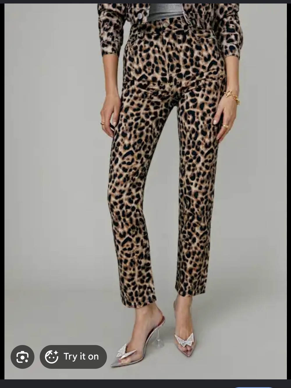 Reformation Leopard Print Straight-Leg Jeans - Brown & Black